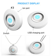 Load image into Gallery viewer, Wearable Air Purifier Necklace Mini Portable USB Air Cleaner Negative Ion Generator Low Noise Air Freshener
