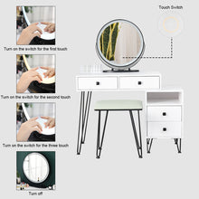 Load image into Gallery viewer, Bedroom iron dresser solid wood makeup desk storage cabinet white
