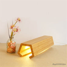 Load image into Gallery viewer, Wooden LED Bedside Table Lamp
