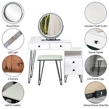 Load image into Gallery viewer, Bedroom iron dresser solid wood makeup desk storage cabinet white
