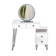 Load image into Gallery viewer, Bedroom iron dresser solid wood makeup desk storage cabinet white
