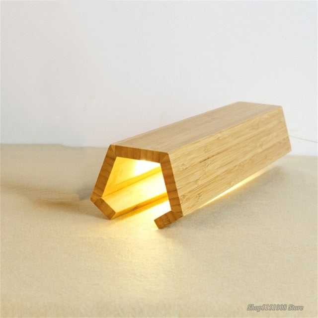 Wooden LED Bedside Table Lamp