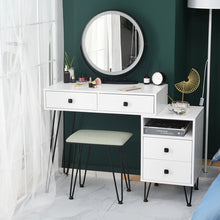 Load image into Gallery viewer, Bedroom iron dresser solid wood makeup desk storage cabinet white
