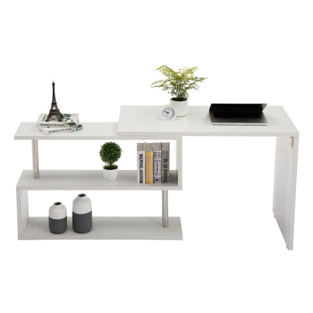 White Corner Computer Desk Rotating L Shape