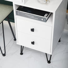 Load image into Gallery viewer, Bedroom iron dresser solid wood makeup desk storage cabinet white
