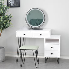 Load image into Gallery viewer, Bedroom iron dresser solid wood makeup desk storage cabinet white
