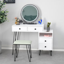 Load image into Gallery viewer, Bedroom iron dresser solid wood makeup desk storage cabinet white
