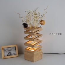 Load image into Gallery viewer, 7W Led Lamp Night Light 3 Color Temperature Wooden Vase LED Desk Lamp For Flower Arrangement for Bedroom Bedside Living Room
